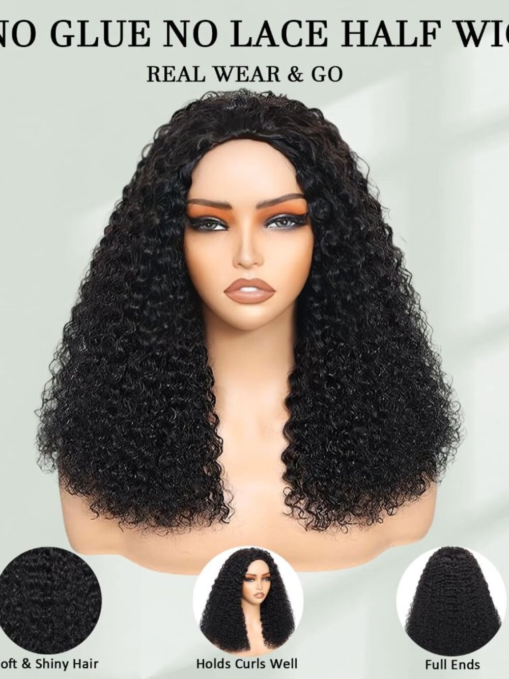 Beauty Made Easy Curly No Glue No Lace Half Wig